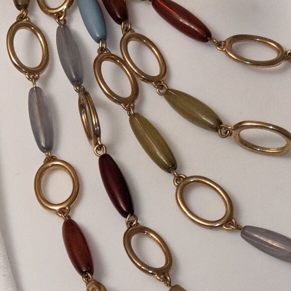 Vintage layered multi clear colored long bead necklace - Picture 5 of 12